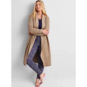 State of Day Women’s Knit Long-Sleeve Duster Robe – Camel – Size M – NWT